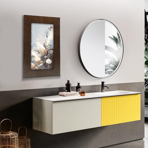Concealed Medicine Cabinet 14×18 Recessed, Picture Frame Medicine Cabinet, Farmhouse White Wood Frame, 2 Shelves, 100% Handmade, Fully Assembled Wall Niche Insert for Bathroom (Espresso) - color: Caramel(14×18)