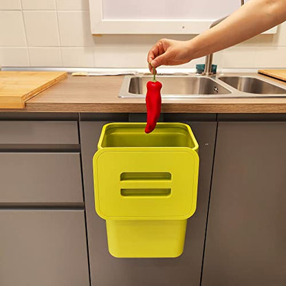 stonespace Small Trash Can with Lid,Under Sink Compost Bin,3.2 Gallon Green | Hanging Trash Can with Lid for Cupboard/Bathroom/Bedroom/Office/Camping, Mountable Trash Can,Kitchen Compost Bin - color: Green, size: 12L/3.2GAL