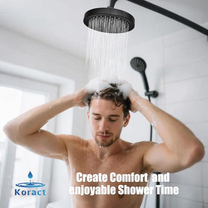Shower Head High Pressure Rain Premium Quality Luxury Design Anti-Clogging Silicone Nozzles Adjustable Replacement for Bathroom Shower Heads (6 inch Round) (Matte Black) - color: Matte Black