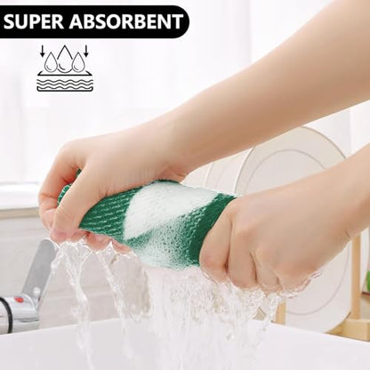 Homaxy 100% Cotton Waffle Weave 4 Pack Kitchen Towels, 13" x 28 | White & Dark Green, Waffle Weave, Plaid, Super Soft and Absorbent Dish Towels, Quick Drying - color: White & Dark Green, size: 13 x 28 - 4 Pack