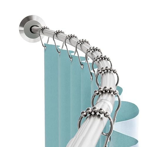 Zenna Home Rustproof Curved Shower Curtain Rod, No Drill Tension or Permanent Mount Adjustable Curved Shower Rod for Bathroom, Easy Install, Rounded for Extra Room, 50 to 72 Inches, Brushed Nickel - color: Brushed Nickel