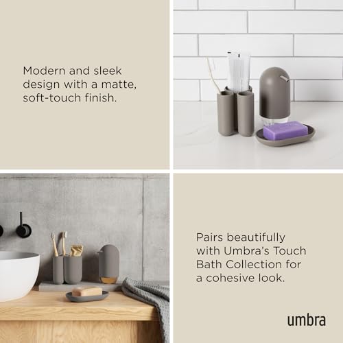 Umbra Touch Soap Dish for Bathroom - Modern Oval Shape for Sink - Durable and Easy to Clean, Grey - color: Grey