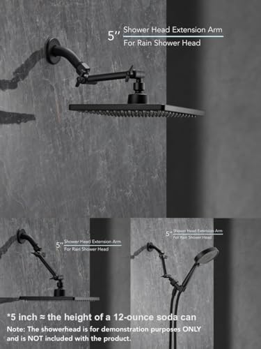5 Inch Adjustable Shower Head Extension Arm With Locking Set Screw, Singing Rain Metal Matte Black Angle Height Adjustable, Easy To Install, G1/2 Universal Connector Compatible (Matte Black Finish) - color: 3. Matte Black, style: 5 inch