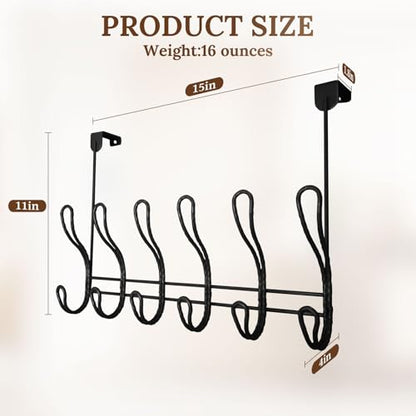 Twisted Design Over The Door Hook Rack With 12 Hooks - Towel, Coat Hanger for Bathroom, Bedroom or Laundry Room (Black) - style: Black with 12 Hooks