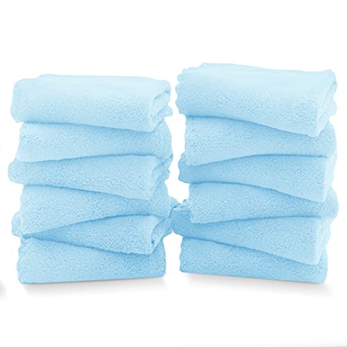 TENSTARS 12 Pack Premium Washcloths Set - Quick Drying- Soft Microfiber Coral Velvet Highly Absorbent Wash Clothes - Multipurpose Use as Bath, Spa, Facial, Fingertip Towel (Aquamarine) - color: Aquamarine, size: 12 Piece Washcloths