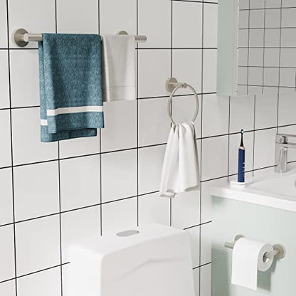 RARXTR 3pc Bathroom Hardware Set with Brushed Toilet Paper Holder & Towel Ring & Towel Bar SUS304 Stainless Steel Toilet Paper Roll Holder Wall Mount & Bathroom Towel Holder & Towel Rack Set - color: Brushed Nickel, size: 3-Piece
