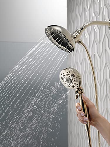 Delta Faucet 5-Spray In2ition Dual Shower Head with Handheld Spray, H2Okinetic Shower Head with Hose, Showerheads, Handheld Shower Heads, Magnetic Docking, Polished Nickel 58480-PN-PK - color: Polished Nickel