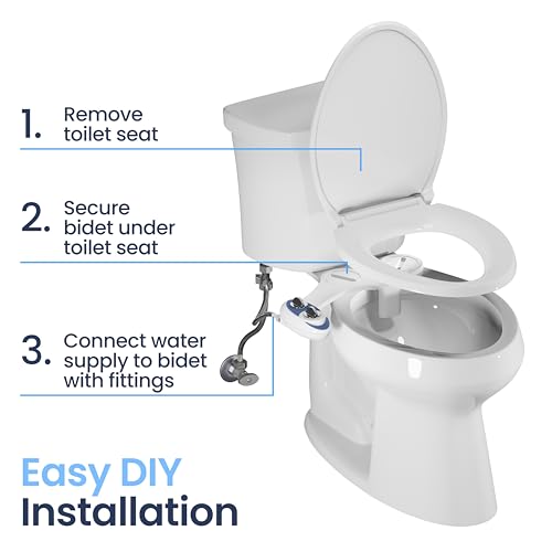 LUXE Bidet NEO 110 - Non-Electric Bidet Attachment for Toilet Seat, Blue | Single Nozzle, Adjustable Water Pressure, Rear Wash - color: Blue