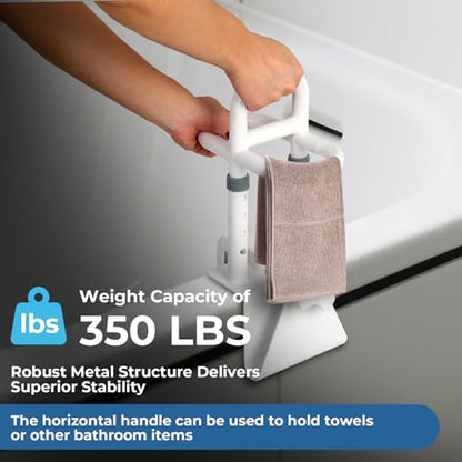 Bathtub Handles for Seniors: Triple Grip Adjustable Bathroom Grab Bars,Supports 350 LBS Safety Rail for Elderly,Disabled,Tub Grab Bars for Side of Tub