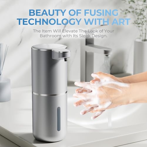 P11 Premium Space Gray Automatic Foaming Hand Soap Dispenser Touchless, Rechargeable Hand Foam Soap Dispenser for Bathroom and Kitchen
