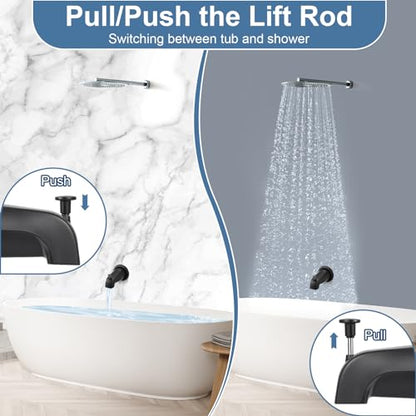 Enhon Tub Spout, Universal Fits 1/2'' Copper Pipe, 1/2'' IPS and 3/4'' IPS, Bathroom Bathtub Tub Faucet Replacement with Adapters(with Diverter,Matte Black) - color: Matte Black, style: with Diverter