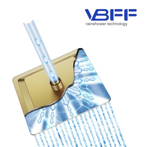 VBFF-Shower Head,rain shower head, 8 inch- Square Shower Head, 1.8 GPM Flow Rate, rainfall showerhead,VBFF07 (Brushed Gold) - color: Brushed Gold, size: 8 Inch