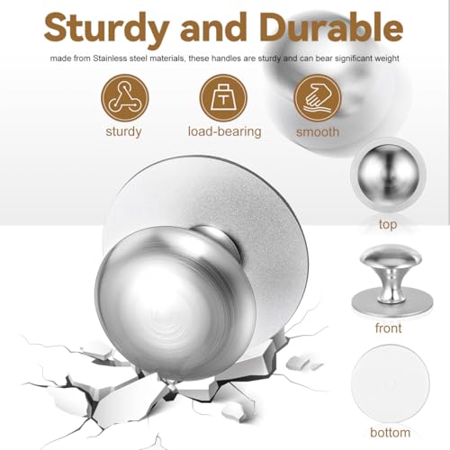 2pcs Self-Adhesive Suction Cup Door Handles Stainless Steel Cabinet Pulls for Shower Doors Glass Sliding Cabinets No Drilling Installation