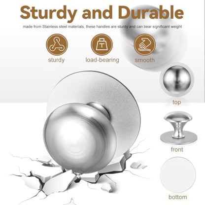 2pcs Self-Adhesive Suction Cup Door Handles Stainless Steel Cabinet Pulls for Shower Doors Glass Sliding Cabinets No Drilling Installation