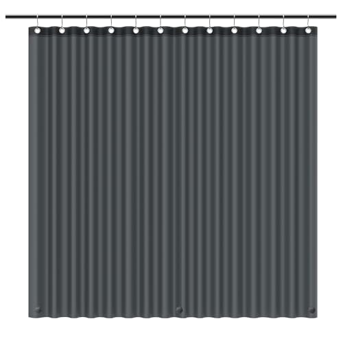 EHZNZIE Dark Grey Shower Curtain Liner 72x72, PEVA Waterproof Bath Curtain, No Chemical Smell, 3 Weighted Magnets, Durable with Rustproof Metal Grommets - color: Dark Grey, size: 72"W x 72"L (Pack of 1)