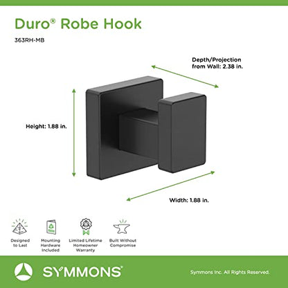 Symmons 363RH-MB Duro Wall-Mounted Robe Hook in Matte Black | Brass and Stainless Steel - color: Matte Black