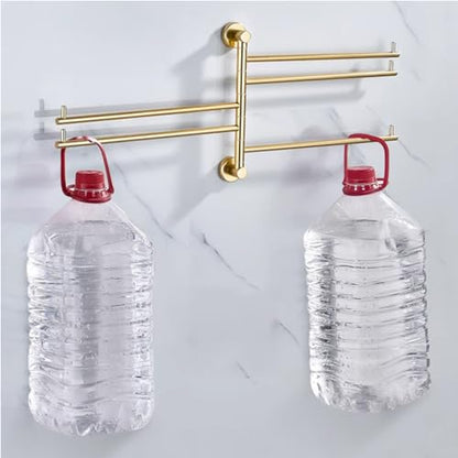 ZHOUXIAO Gold Swing Out Towel Bar Holder/Swivel Multiple Towel Rack for Bathroom or Kitchen, Metal Towel Bar Folding Arm Swivel Hanger Bathroom Storage Organizer Wall Mounted gold-2Bar