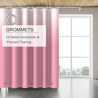 TIKABC Shower Curtain Liner, 4G PEVA Shower Liner, Plastic Waterproof Shower Curtains, with Grommet Holes and 3 Magnetic Weights(Gradient Pink) - color: Gradient Pink