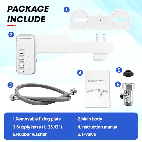 Bidet Attachment for Toilet,Independent Adjustable Water Pressure,Self Cleaning Non-Electric Dual Nozzle for Frontal & Rear Wash,Fresh Water Bidet Toilet Seat, White - color: A1-Bidet Attachment