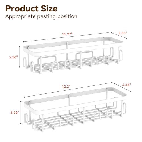 Shower Caddy Adhesive, Rustproof Shower Organizer, Wall Shower Rack | Large Capacity Shower Shelf for Inside Shower, No Drill Shower Storage, Shampoo Shower Holder, White, 2 Caddies - color: White