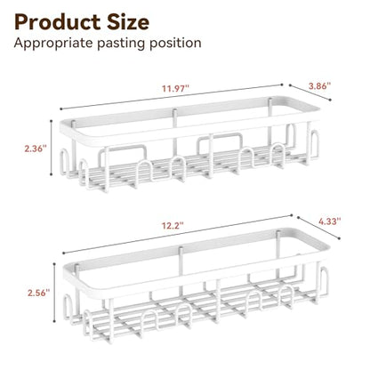 Shower Caddy Adhesive, Rustproof Shower Organizer, Wall Shower Rack | Large Capacity Shower Shelf for Inside Shower, No Drill Shower Storage, Shampoo Shower Holder, White, 2 Caddies - color: White