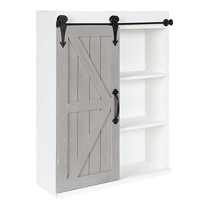 Kate and Laurel Cates Rustic Wall Cabinet; 22 x 28; White and Gray; Farmhouse Wall-Mounted Storage Cabinet - color: White/Gray