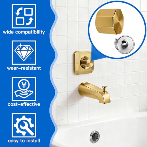 All Metal Replacement for Moen Tub/Shower Lever Handle, Compatible with Moen Posi Temp Shower Handle and for Cartridge,Single Handle Faucets for Adjust Water Volume and Temperature,Knob Gold - color: Knob Gold