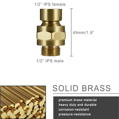 Solid Brass Shower Head Swivel Ball Adapter, Adjustable Shower Arm Extension Shower Head Adapter, Shower Connector Ball Joint, Brushed Gold - color: Brushed Gold
