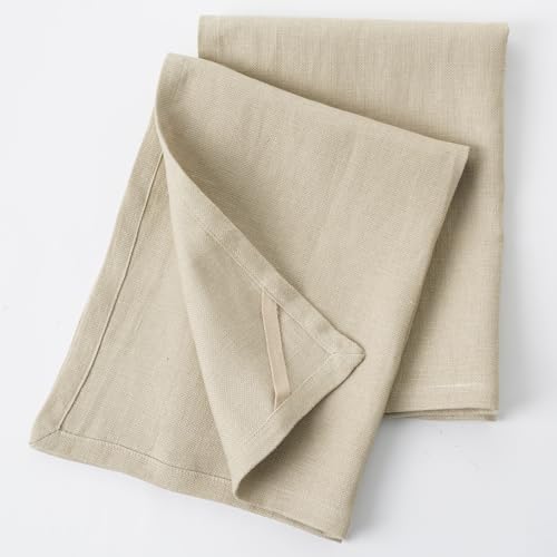 Linen Thick Kitchen Towels Set of 2-100% Linen Dish Towels with Hanging Loops, Super Soft Quick Dry Tea Towels Stonewashed and Handcrafted 17.7 x 23.6 Inch,Dark Apricot - color: Dark Apricot, size: Hand Towel