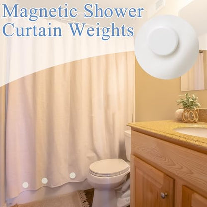 ZYNERY 18 Pcs Shower Magnets for Curtain Liner, Magnetic Shower Curtain Weights, Shower Curtain Magnets Weights, Shower Curtain Weights Bottom, Weights for Outdoor Curtains Flag Tablecloth （White） - color: White