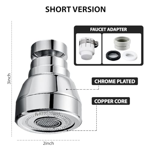 Kitchen Faucet Spray Head, Solid Brass and Stainless Steel, 360 Degree Rotatable Aerator – 3 Flow Mode Adjustable, High Pressure Booster, Anti-Splash, Water Saving Faucet Sink (All copper) - style: all copper