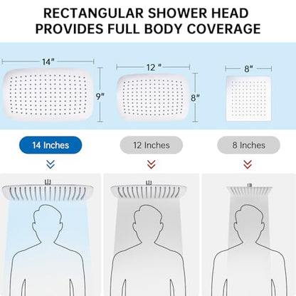 G-Promise 14 Inch All Metal Rain Shower Head with Handheld Spray (Chrome) | Suits Every Height, Pause Mode Diverter, Massage Mode Handheld, Full Body Coverage, Easy to Install, Modern Bath Upgrade - color: Chrome, size: 14 Inch