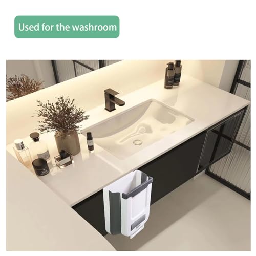 Foldable Trash can containing 20 Garbage Bags, Foldable Kitchen and Bathroom Garbage Bins, Suitable for Cars, Camping, Offices, bedrooms, Easy to Carry, White