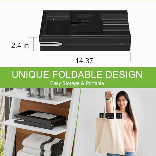 Bathtub Tray Caddy, Expandable Bamboo Bath Tray for Tub | Foldable Bath Table Trays with Non-Slip Pads, Bathroom Spa Accessories, Ideal Gift for New Home & Mom's Birthday, Black - color: Black