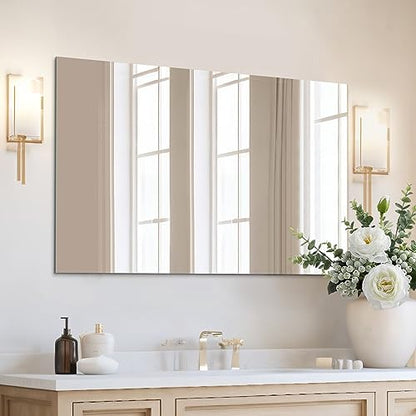 Frameless Wall Mirror 48"x30" Bathroom Vanity Mirror Shatterproof | Modern Wall Mount Mirror, Horizontal & Vertical, Rectangle Mirror for Over Sink, Living Room, Bedroom - size: 48"L x 30"W