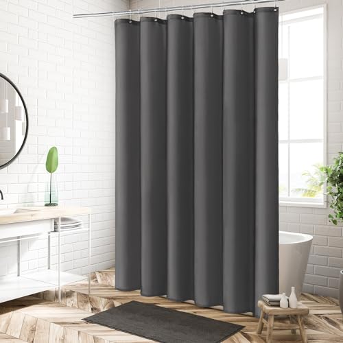 MitoVilla Stall Half Size Shower Curtain Liner, 36 x 72 Inch Fabric Bath Curtain Liner for Modern Hotel, Dark Grey Shower Liners, Washable & Water Repellent - color: Fabric - Dark Grey, size: 36"W x 72"L (Pack of 1)