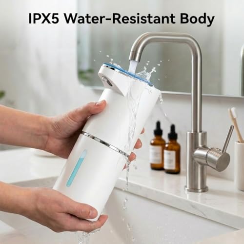 2 Pack Automatic Soap Dispenser, Touchless Electric Hand Sanitizer with 3 Gear Adjustable, Rechargeable 350ml with Infrared Motion Sensor IPX5 Waterproof for Kitchen, Bathroom, Office White Foam