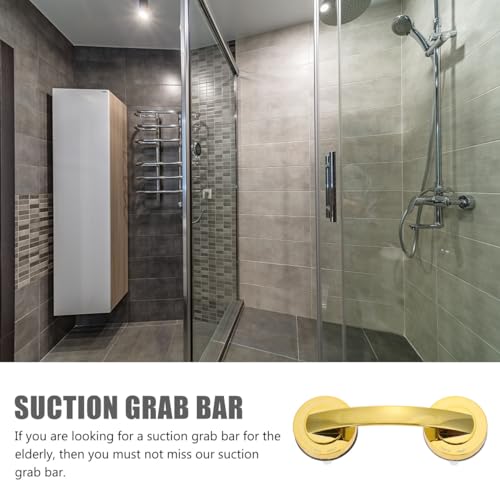 VOSAREA Golden Grab Bars for Shower, Heavy Duty Suction Cup Shower Handle, Reusable Bathroom Safety Grab Bars for Seniors and Elderly