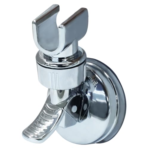 Adjustable Shower Head Holder, Chrome | Wall Mount, Strong Suction Handheld Bracket, Universal Bathroom Mount, For Marble Glass Metal Ceramic