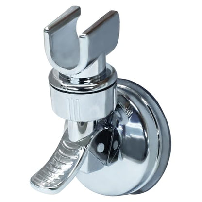Adjustable Shower Head Holder, Chrome | Wall Mount, Strong Suction Handheld Bracket, Universal Bathroom Mount, For Marble Glass Metal Ceramic