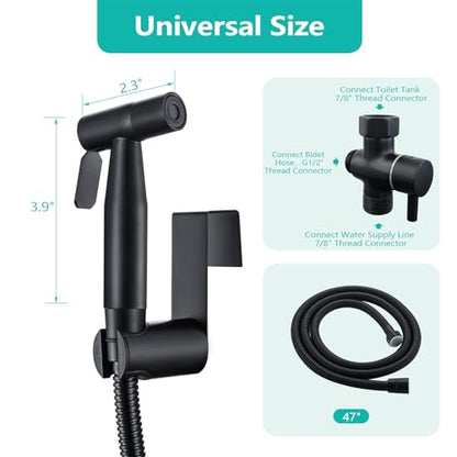 BARROCK Bidet Sprayer for Toilet, Handheld Jet Spray for Existing Toilets with Bidet Hose, Adjustable Water Pressure Muslim Shower, Stainless Steel Cloth Diaper/Feminine Wash Sprayer Matte Black - color: Matte Black