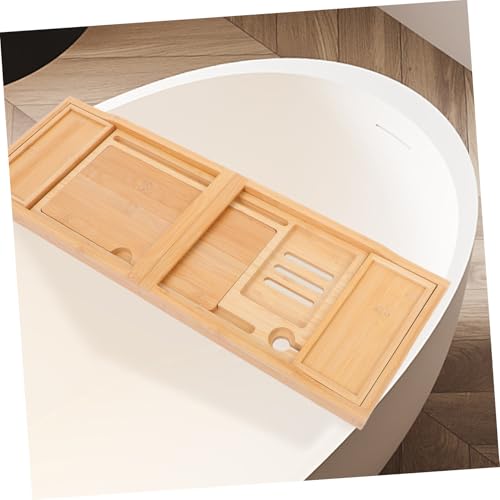 Ciieeo Elegant Bamboo Bathtub Rack Expandable Storage Tray Shower Tray Toiletries Holder Phone Stand Organize Your Bathroom Space