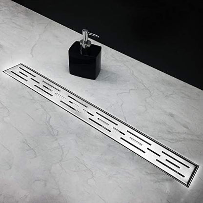 Neodrain 24-Inch Brushed Linear Shower Drain with Brick Pattern Grate | 304 Stainless Steel,Durable Bathroom Floor Drain,Rectangle Linear Drain with Hair Strainer & Adjustable Feet,CUPC certified - color: Stainless, size: 24 In