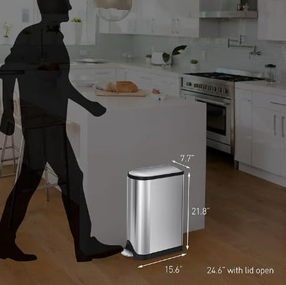 simplehuman Butterfly Step Can, 18L / 4.8 Gallon Trash Can with Upgraded Odor Control for Bedrooms, Bathrooms, Nurseries, 150,000-Step Pedal, Lid Shox® Silent Close, White Steel - size: 18 liter Diaper Can