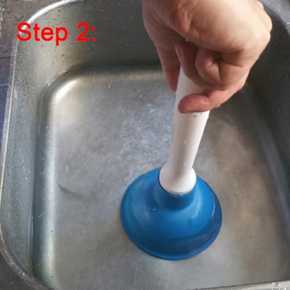 NewFerU Drain Plunger, Small 4-Inch Sink Clog Remover, Mini Hand Unclogger | Rubber Cup Plumber Helper, Force Tiny Compact Tool with 9 inch Short Handle for Kitchen Bathroom, Toilet, Shower, Bath Tub - color: Blue