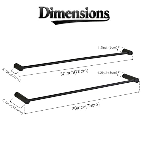 Towel Racks for Bathroom, NEWRAIN 30 inch Double Bath Towel Bar Wall Mounted, Stainless Steel Kitchen Towel Holder, Matte Black Towel Rod Towel Rail Hange - color: Matte Black, style: Double Bar