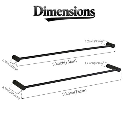 Towel Racks for Bathroom, NEWRAIN 30 inch Double Bath Towel Bar Wall Mounted, Stainless Steel Kitchen Towel Holder, Matte Black Towel Rod Towel Rail Hange - color: Matte Black, style: Double Bar