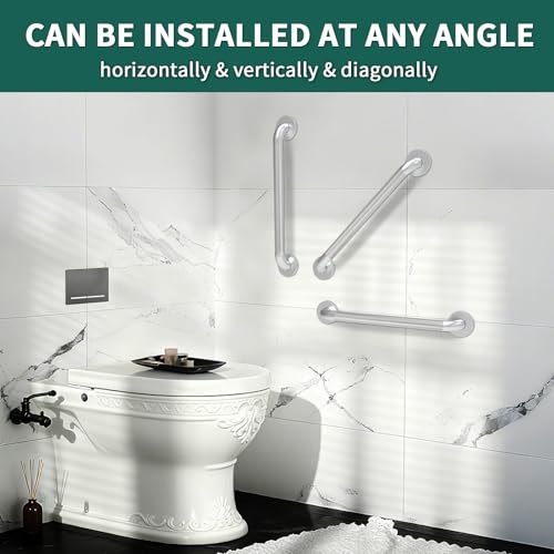 Shower Grab Bars for Seniors, Bathroom Safety Bar 12 Inch | 304 Stainless Steel Balance Handrail, ADA Compliant, Non-Slip Shower Handles for Elderly, Handicap, Children and Disabled - size: 12 Inch