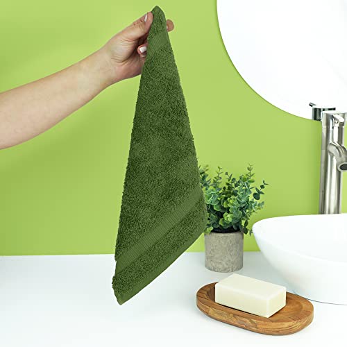 Chakir Turkish Linens Personalized 3 Piece Towel Set, 100% Cotton Luxury Turkish Towels for Bathroom, Soft Absorbent Towel Set with Bath Towel Hand Towel and Washcloth, Moss - color: Moss