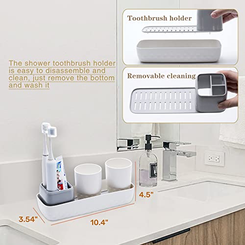 Ayswupt Toothbrush Holders for Bathrooms,Kids Electric Toothbrush Holder with 2 Cups Set,White Tooth Brush Toothpaste Caddy Storage,Small Bathroom Countertop Organizer Stand for Men Farmhouse Family